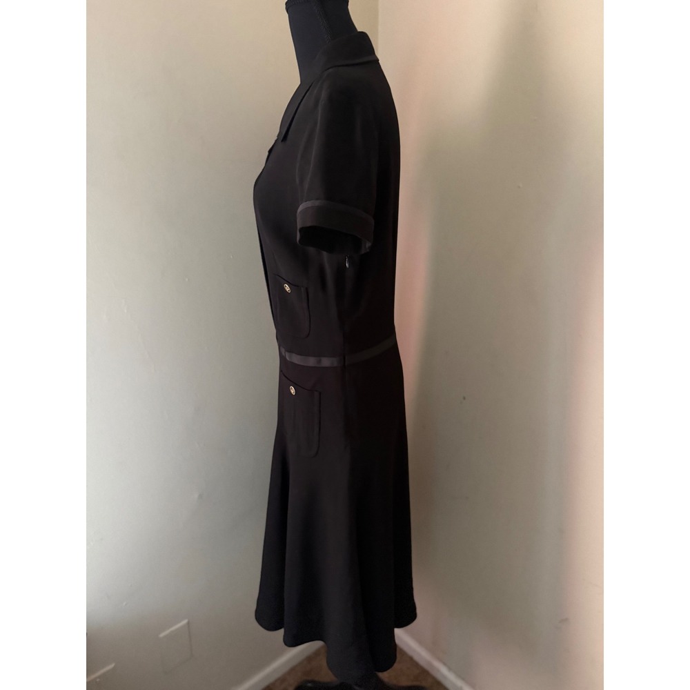 Anne Klein Black Button Front Collared Short Slee… - image 2